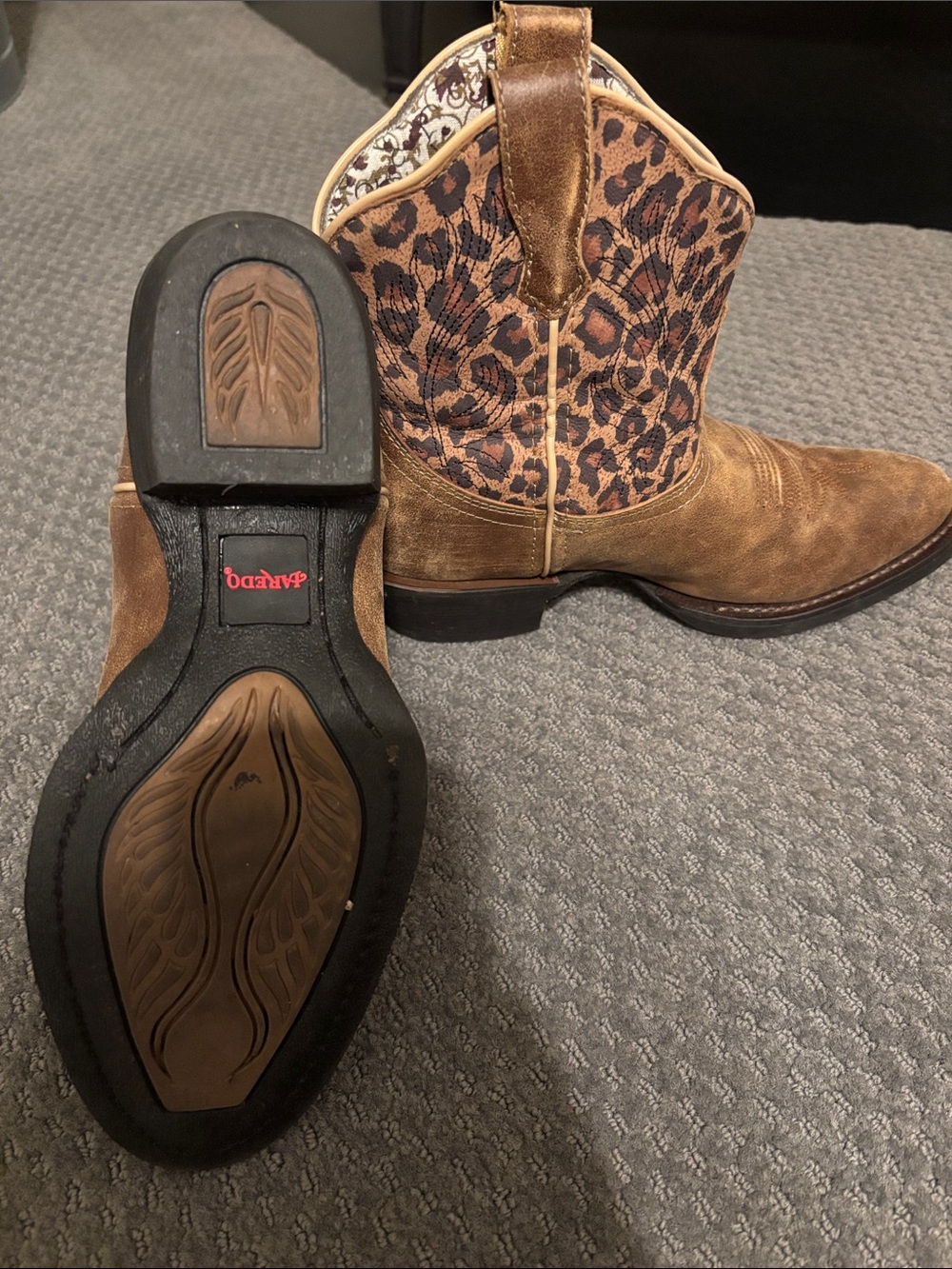 Laredo Brown Leopard Print Heeled Boots - Picture 5 of 7